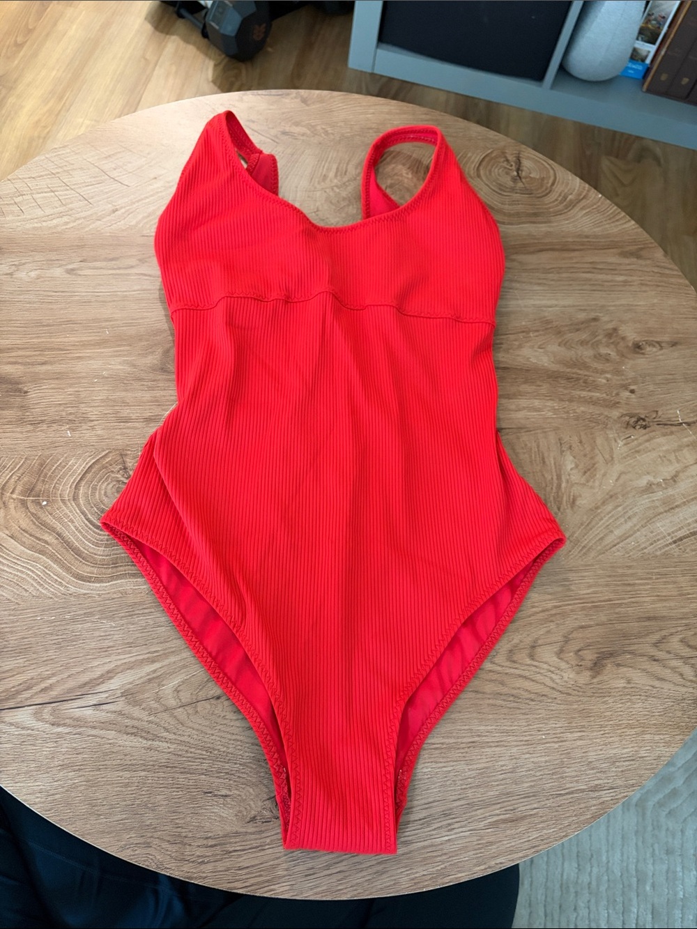 Fabletics Womens Ribbed One-Piece Swimsuit - Red
